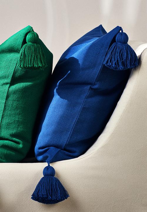 H&M - Tasselled cushion cover - cobalt blue