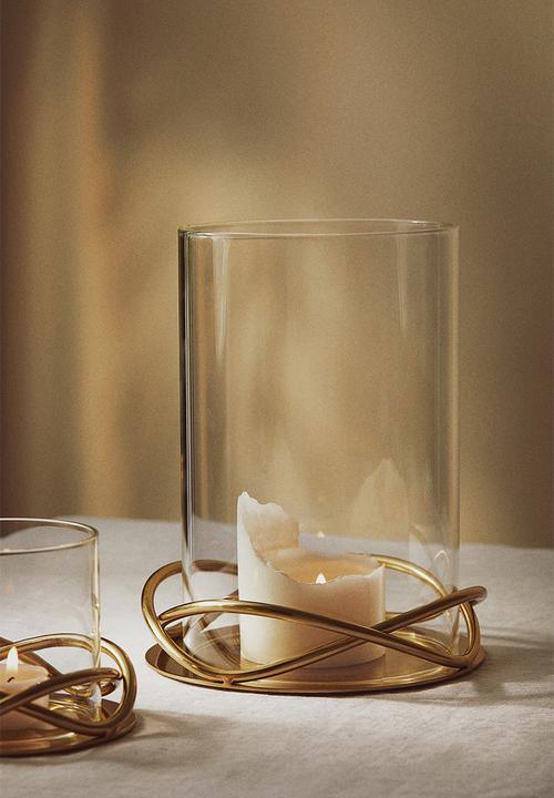 H&M - Metal and glass candle lantern - gold & transparent