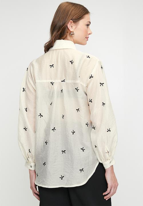 Me&B - The Bellow Sleeve Shirt In Black Bow - Blackbow