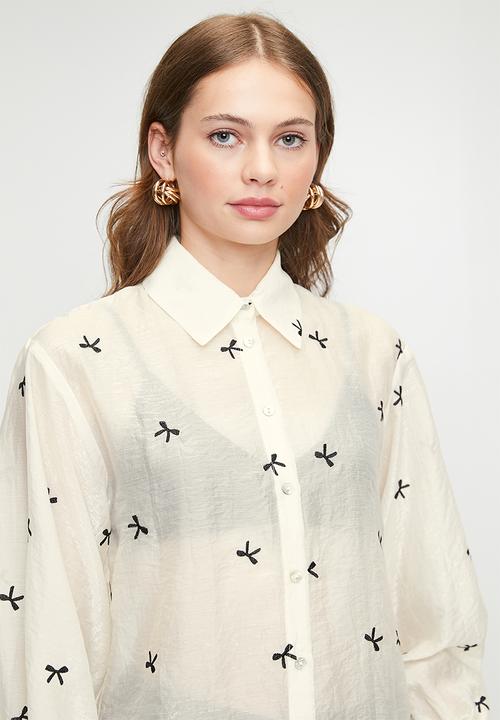 Me&B - The Bellow Sleeve Shirt In Black Bow - Blackbow
