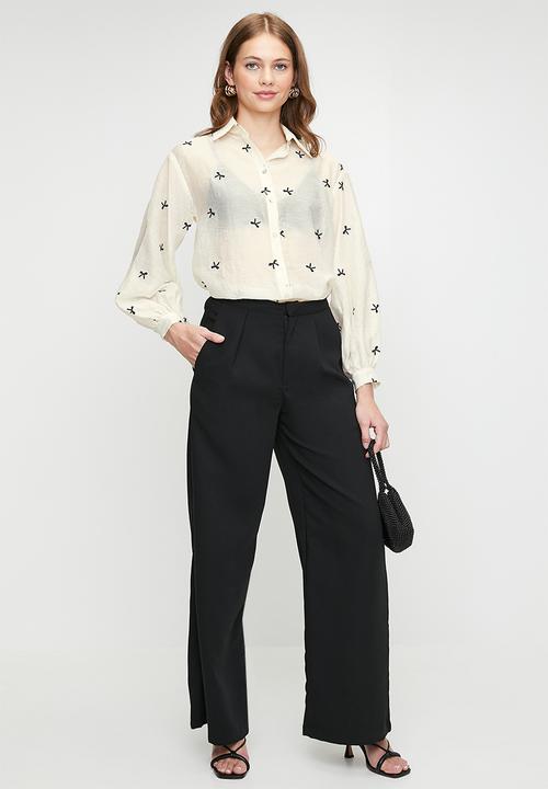 Me&B - The Bellow Sleeve Shirt In Black Bow - Blackbow