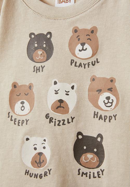 Cotton On - Jamie long sleeve tee - rainy day/bear moods
