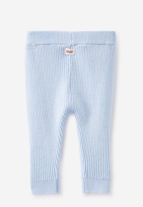 Cotton On - Organic rib knit skinny legging - white water blue