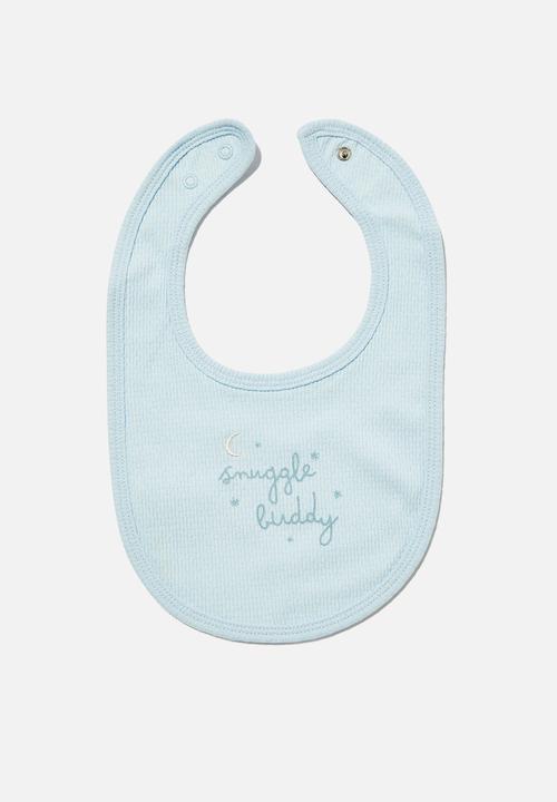 Cotton On - Organic pointelle bib - white water blue/clouds