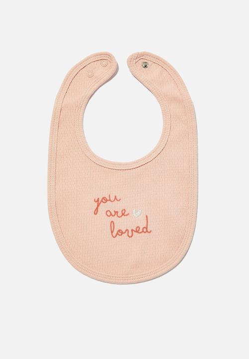 Cotton On - Organic pointelle bib - zephyr/ditsy daisy