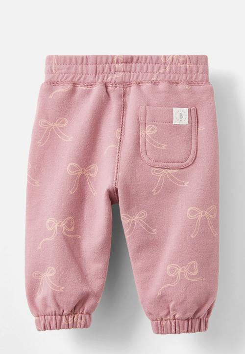 Cotton On - Felix trackpant - dusty berry/bows