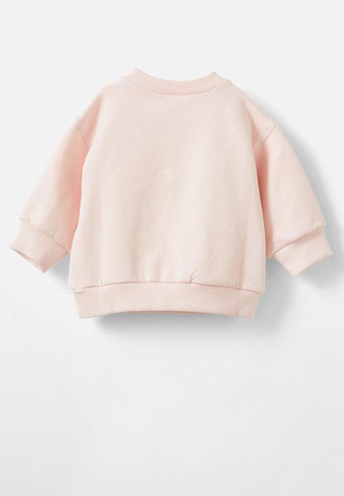 Cotton On - Alma drop shoulder sweater - pink pearl/teddy bow bear