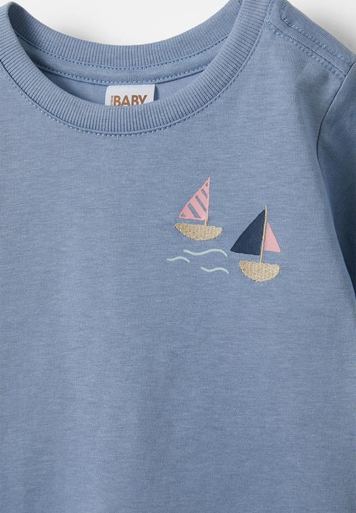 Cotton On - Jamie short sleeve tee - dusty blue/sail away