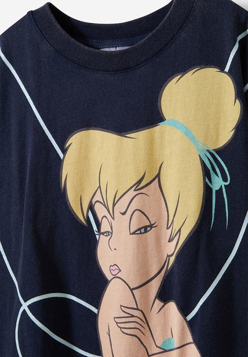 Cotton On - License drop shoulder short sleeve tee - lcn dis tinkerbell/squid ink