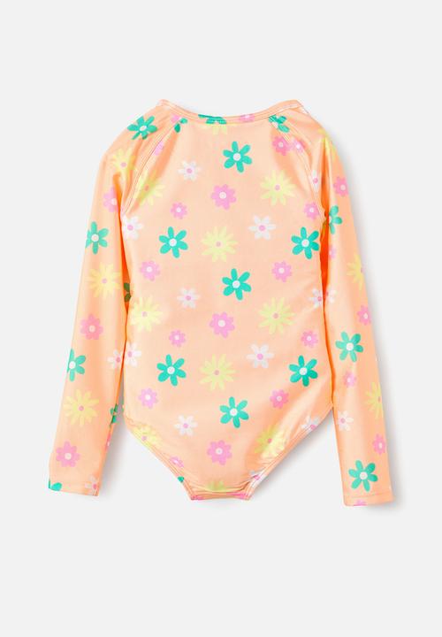 Cotton On - Lydia low one piece - tropical orange/daisy