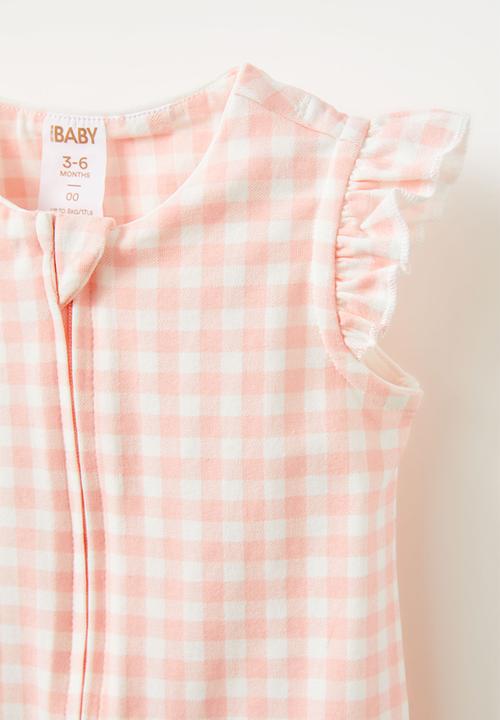Cotton On - The short sleeve zip romper - pinky/gingham