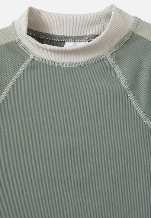Cotton On - Flynn rash vest and billy boyleg trunk set - deep sage rib/swag green rib/panel