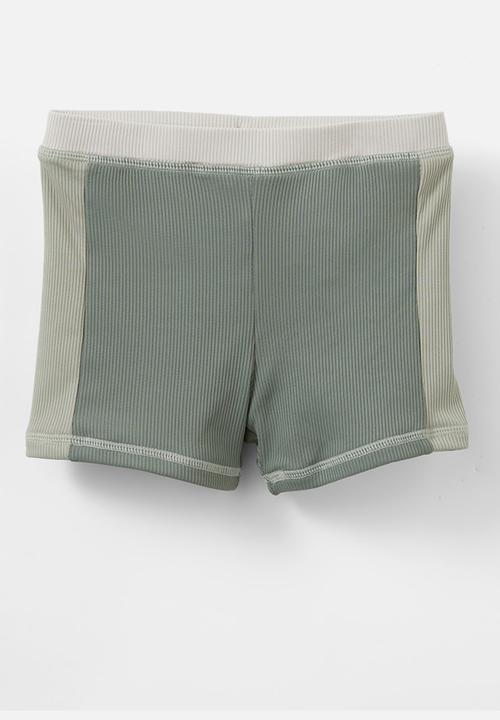 Cotton On - Flynn rash vest and billy boyleg trunk set - deep sage rib/swag green rib/panel