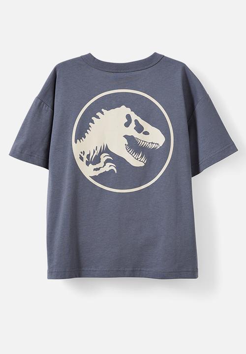 Cotton On - License drop shoulder short sleeve tee - lcn uni vintage navy/jurassic park jp