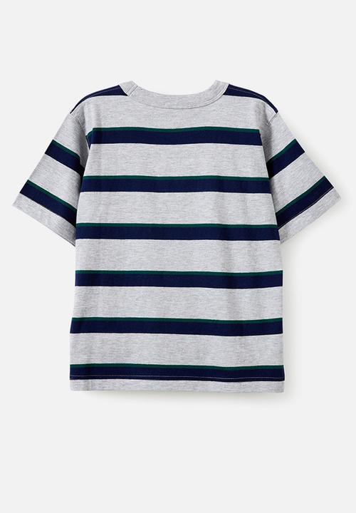 Cotton On - The essential short sleeve tee - fog grey marle/pine tree green/in the navy