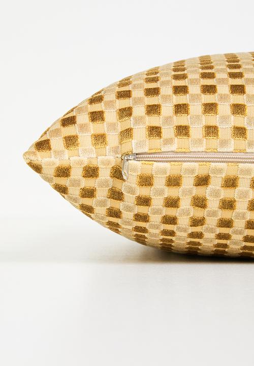 Sixth Floor - Block velvet cushion - Taupe