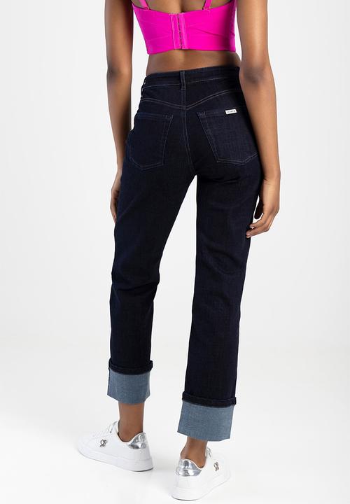 SISSY BOY - Loreal: mid- waist with straight leg with turn up - blue 