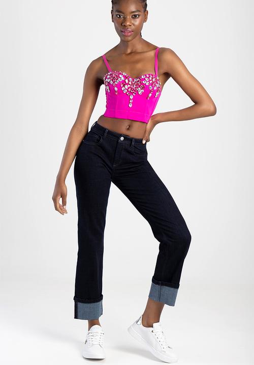SISSY BOY - Loreal: mid- waist with straight leg with turn up - blue 