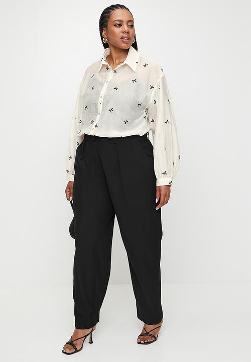 Me&B - Plus The Bellow Sleeve Shirt In Black Bow - Blackbow