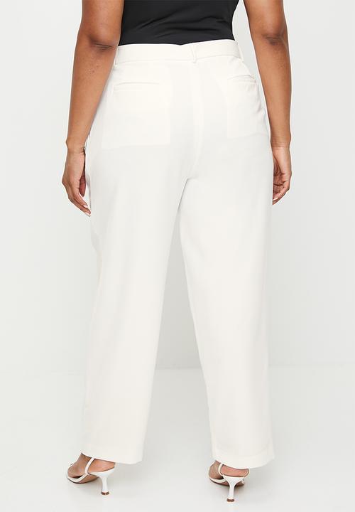 Me&B - Plus Tailored Carrot Leg Pants In Milk - Milk