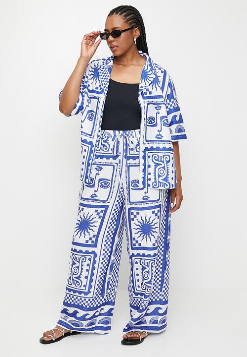Me&B - Plus Easy Elasticated Linen Pants - Mykonos