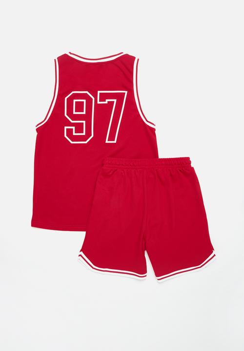 Cotton On - Braxton basketball tank & short - varsity red