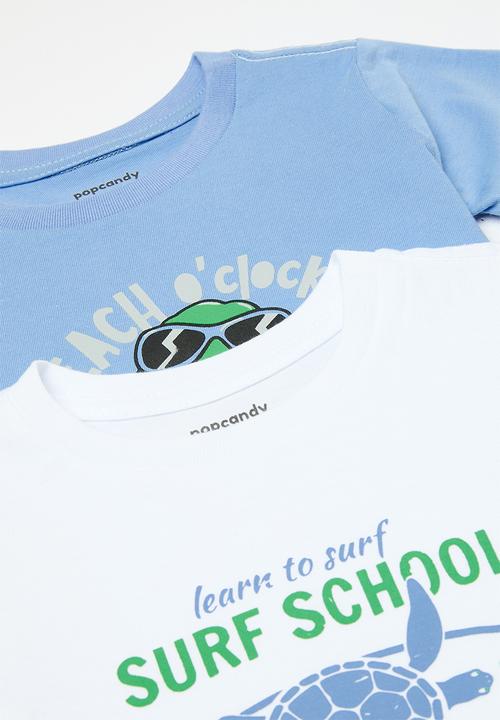 Pop Candy - 2 Pack tee-blue & white