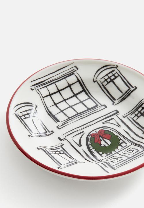 H&M - Printed porcelain mini plate - white