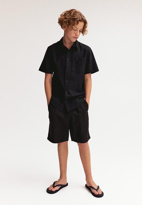 H&M - Linen-blend shorts - black