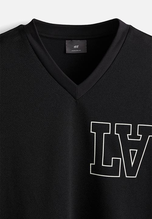 H&M - Oversized fit printed mesh t-shirt - black la 