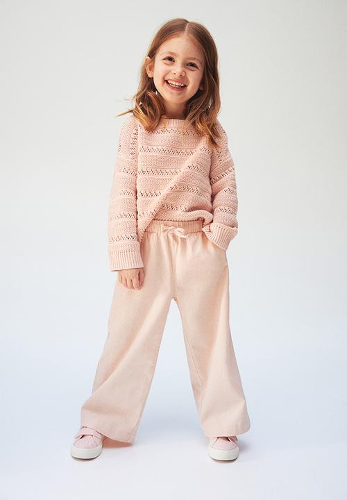 H&M - Wide linen-blend pull-on trousers - light pink