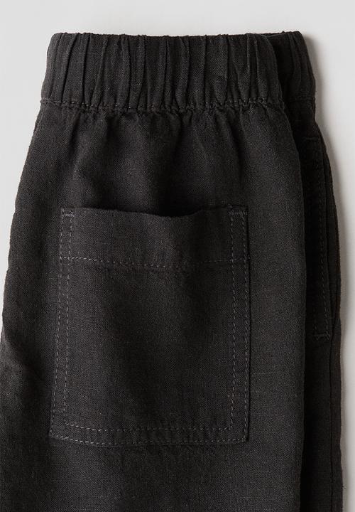 H&M - Keith Haring X H&M:  Linen-blend pull-on shorts - charcoal