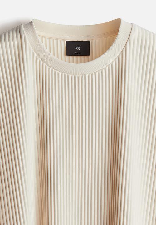 H&M - Loose fit pleated t-shirt - light beige