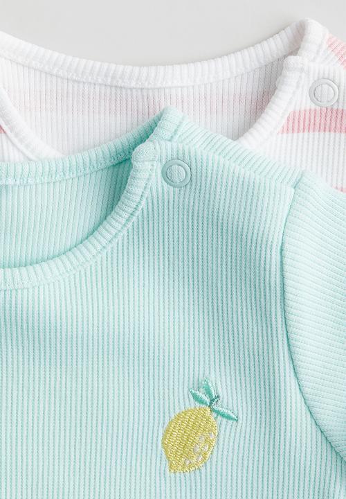 H&M - 2-Pack ribbed jersey tops -  turquoise/lemon