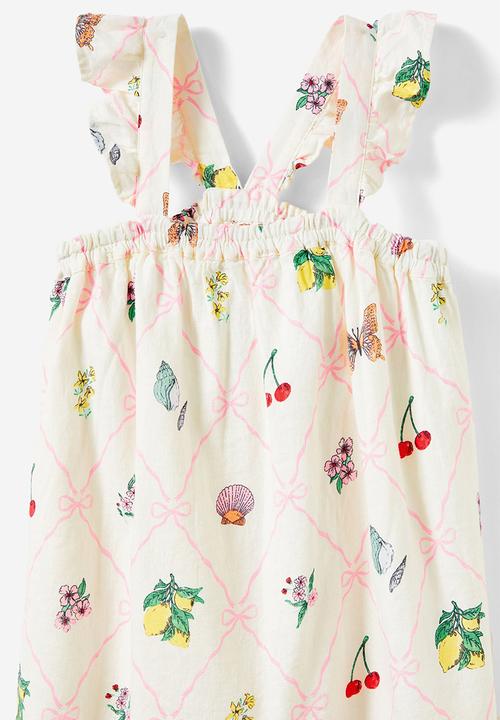 Cotton On - Havana flutter sleeve dress - vanilla/summer garden