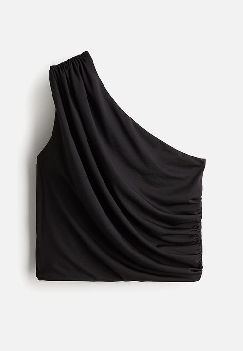 H&M - Cropped one-shoulder top - black