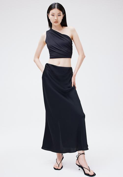 H&M - Cropped one-shoulder top - black