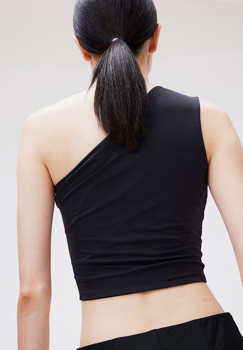H&M - Cropped one-shoulder top - black