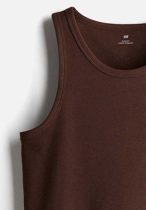 H&M - Slim fit ribbed vest top - brown