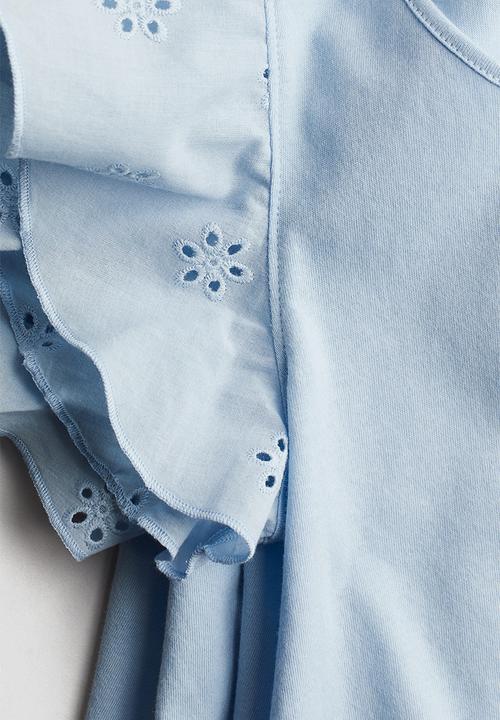 H&M - Jersey top with broderie anglaise - light blue