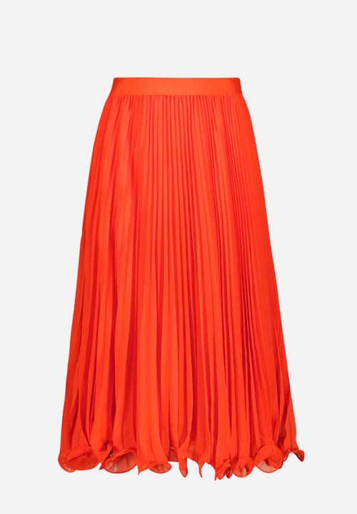 Steve Madden - Sierra Pleated Midi Skirt - Tangerine