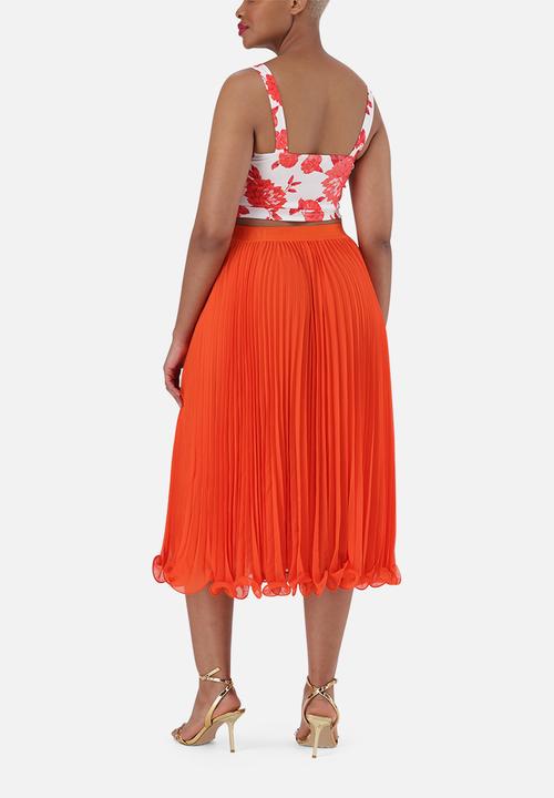 Steve Madden - Sierra Pleated Midi Skirt - Tangerine