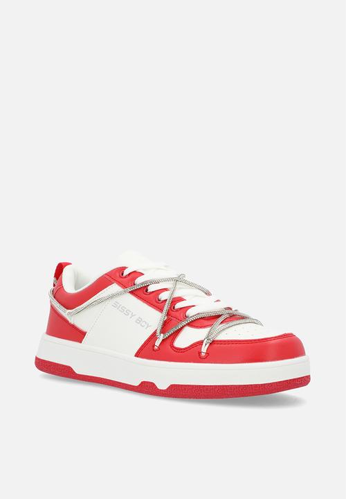 SISSY BOY - Colourblock Sneaker With Diamante Trim - White/Red