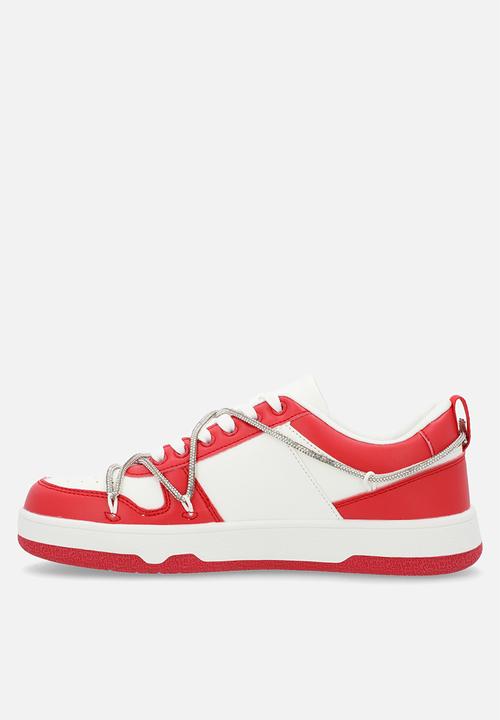 SISSY BOY - Colourblock Sneaker With Diamante Trim - White/Red