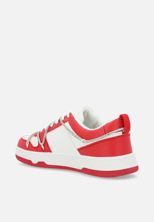 SISSY BOY - Colourblock Sneaker With Diamante Trim - White/Red