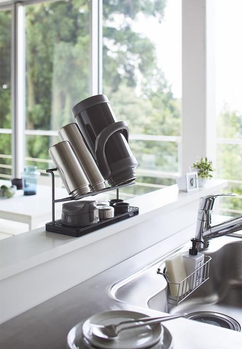 Yamazaki - Bottle drying stand with tray - black
