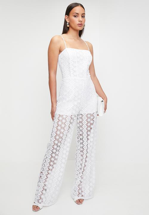 GUESS - Elle Lace Jumpsuit - Pure White