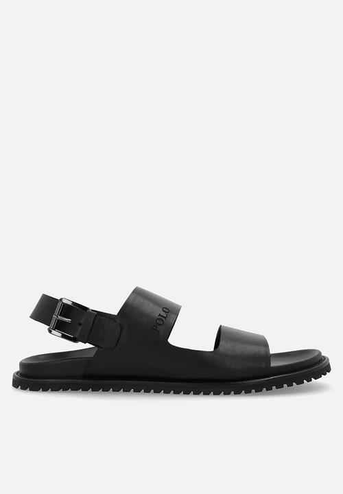 POLO - Double ankle strap leather sandal - black