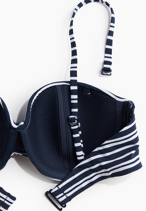 H&M - Balconette bikini top - navy blue striped