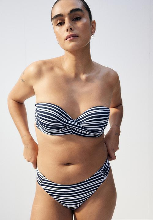 H&M - Balconette bikini top - navy blue striped